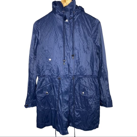 Anthro Joie Vera Jane Anorak Utility Zip Front Navy Casual Spring Jacket - Picture 2 of 4